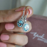 Aquamarine & Diamond Shepherd Hook Earrings