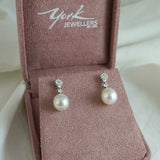 South Sea Pearl & Diamond Drop Earrings