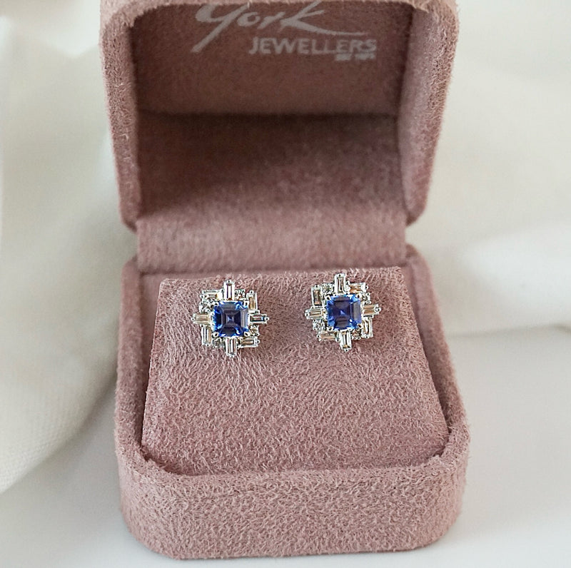 Sapphire and Diamond Stud Earrings