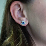 Sapphire and Diamond Stud Earrings