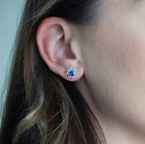 Sapphire and Diamond Stud Earrings