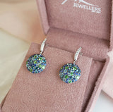 Tsavorite Garnet, Sapphire, Blue Topaz & Diamond Earrings