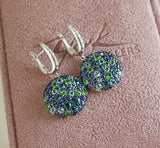 Tsavorite Garnet, Sapphire, Blue Topaz & Diamond Earrings