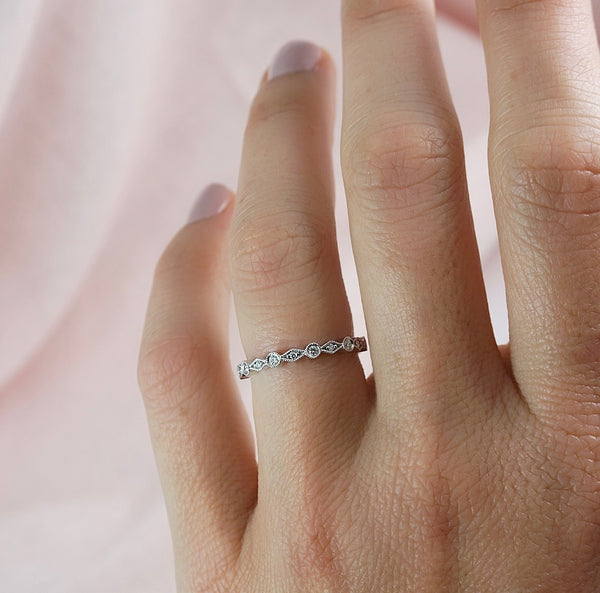 Fancy Shaped Diamond Wedding Ring White Gold