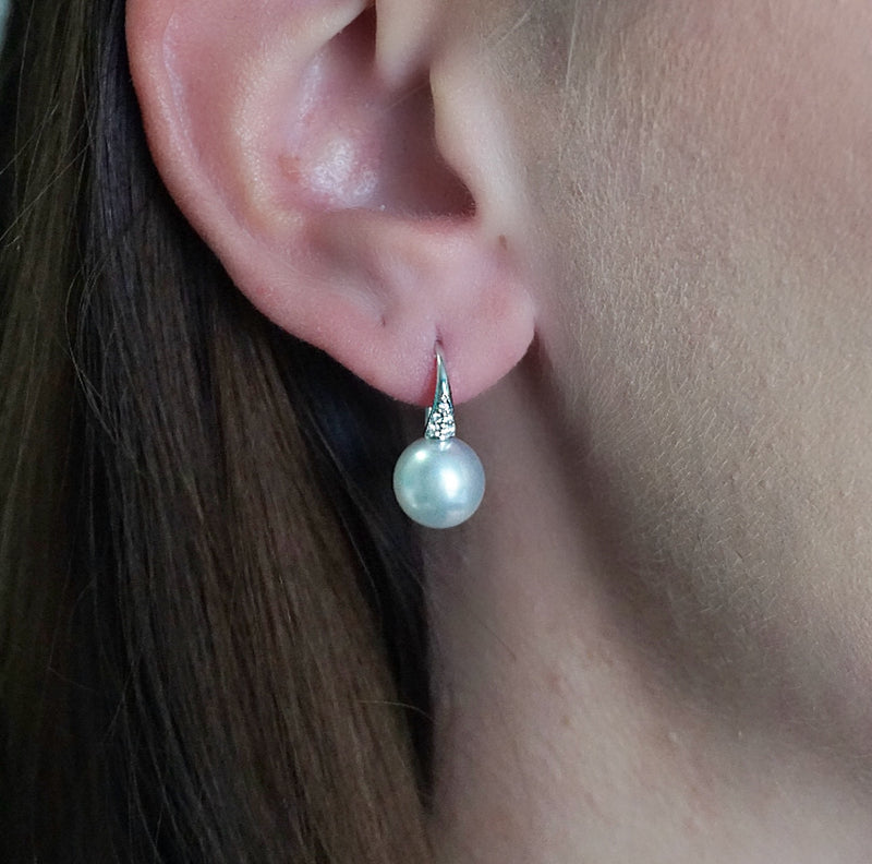 South Sea Pearl and Diamond Earrings