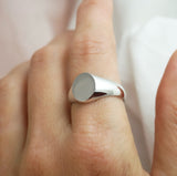 Oval Flat Top 18ct White Gold Signet Ring