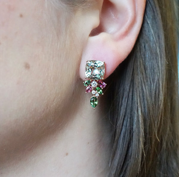'Marie Antoinette' Tourmaline, Garnet & Diamond Earrings