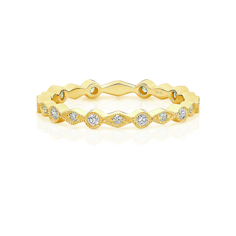 Fancy Shaped Diamond Wedding Ring Yellow Gold