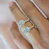 Gabriela-Yellow Gold-Round Brilliant Cut Six Claw Set Diamond Engagement Ring with Diamond Set Band