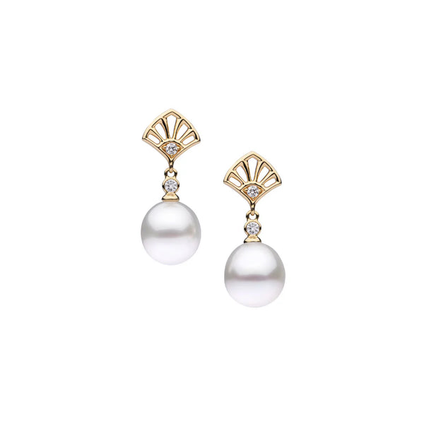 South Sea Pearl & Diamond Drop Earrings