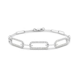 18ct White Gold Paper Clip Diamond Bracelet