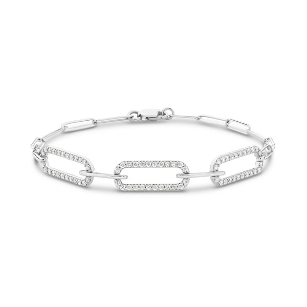 18ct White Gold Paper Clip Diamond Bracelet