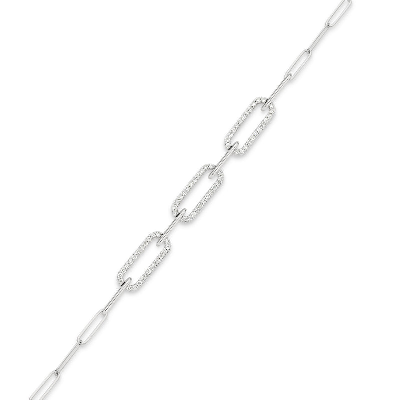18ct White Gold Paper Clip Diamond Bracelet