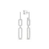 18ct White Gold Paper Clip Diamond Drop Earrings