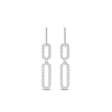 18ct White Gold Paper Clip Diamond Drop Earrings