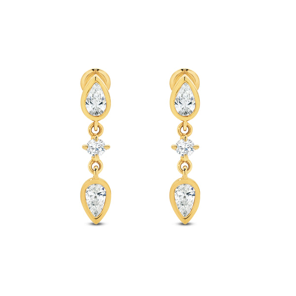 Natural Diamond Drop Earrings with Screw Back Stud