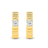 Yellow Gold Natural Diamond Set Huggie Earrings