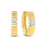 Yellow Gold Natural Diamond Set Huggie Earrings