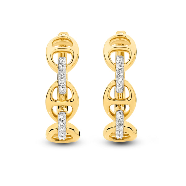 Fancy Link Diamond Huggie Earrings