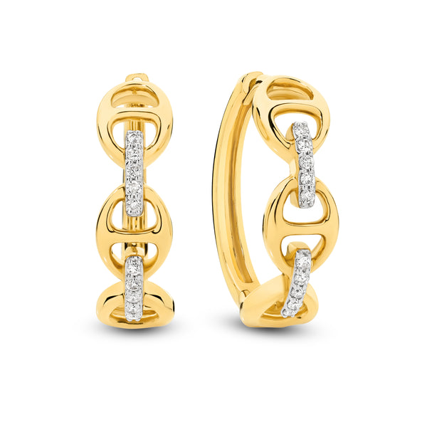 Fancy Link Diamond Huggie Earrings