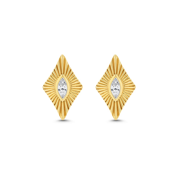 Starburst Yellow Gold Diamond Stud Earrings