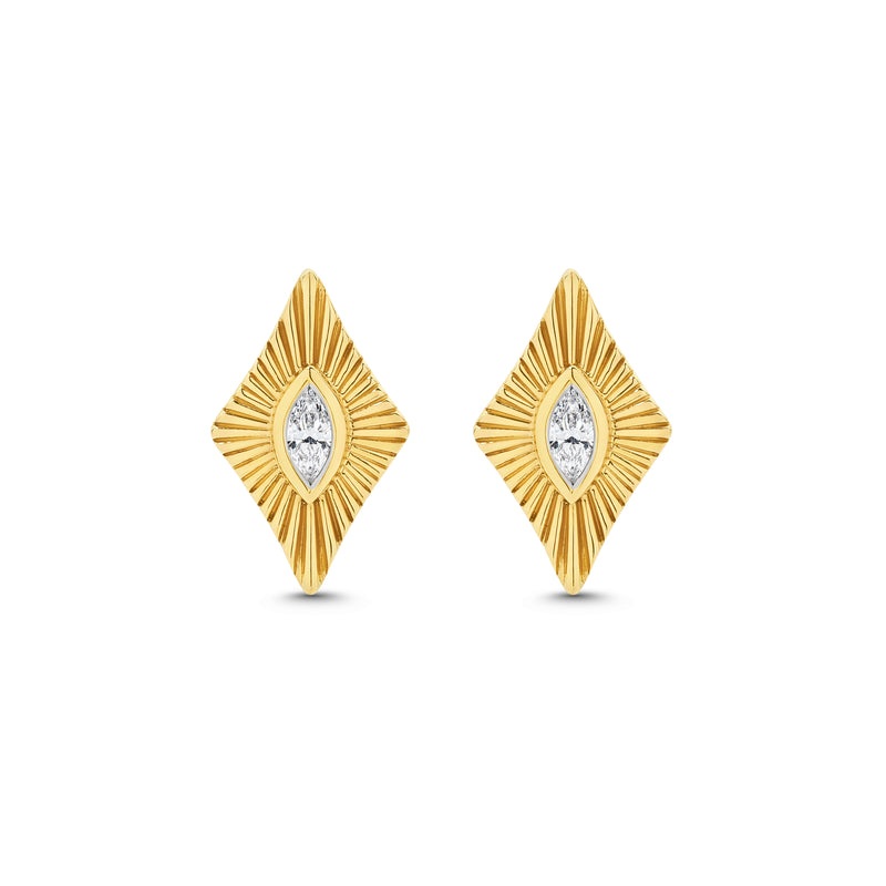 Starburst Yellow Gold Diamond Stud Earrings