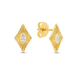 Starburst Yellow Gold Diamond Stud Earrings