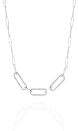 18ct White Gold Paper Clip Diamond Necklace