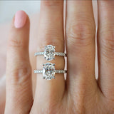 Lab Grown Harper - Oval Shape Diamond Engagement Ring with Diamond Set Band in White Gold