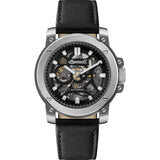 Ingersoll The Freestyle Silver 45.5mm Dial Black Leather Automatic Watch