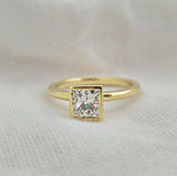Audrey Princess Cut Bezel Set Ring