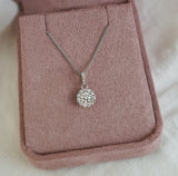 White Gold Diamond Cluster Halo Pendant