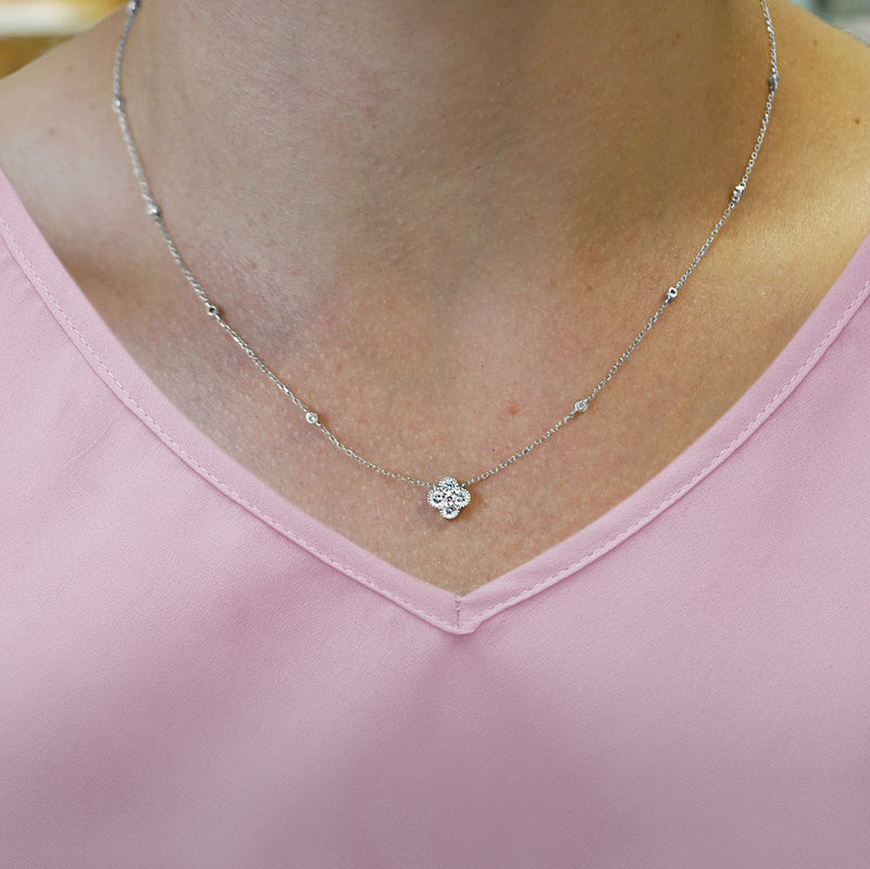 White Gold Clover Diamond Pendant