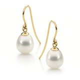 9ct White Freshwater Pearl Shepherd Hook Earrings