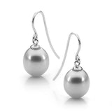 9ct Dyed Grey 9mm Drop Freshwater Pearl Shepherd Hook Earrings
