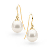 9ct Drop 10mm Freshwater Pearl Shepherd Hook Earrings