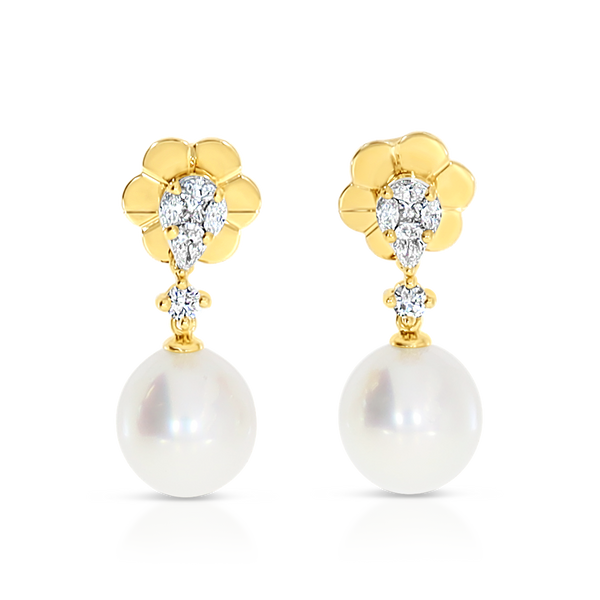 South Sea Pearl and Diamond Drop Earrings