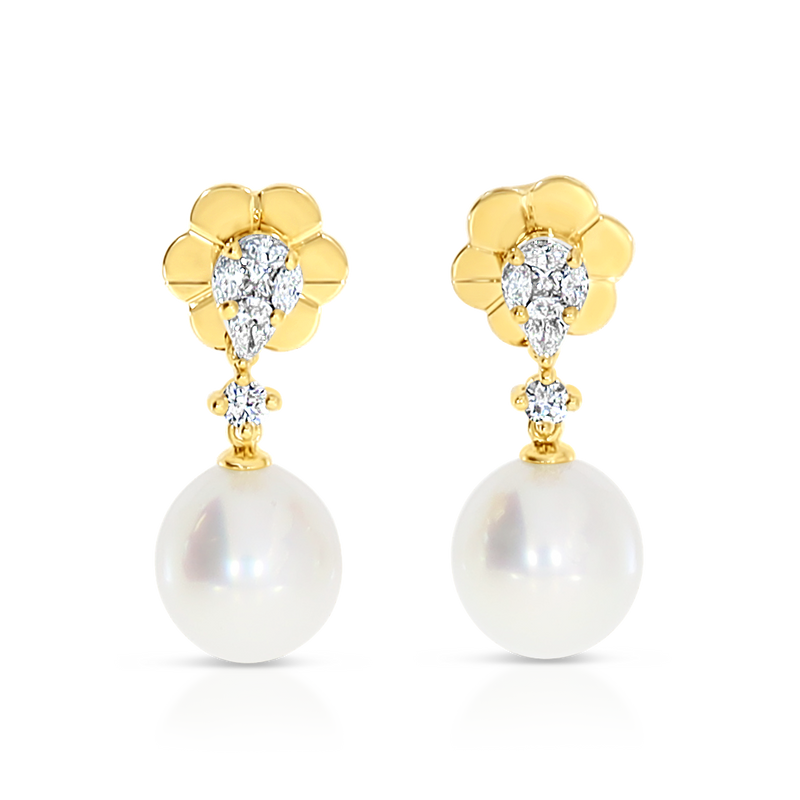 South Sea Pearl and Diamond Drop Earrings