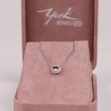 18ct White Gold Morganite and Diamond Pendant