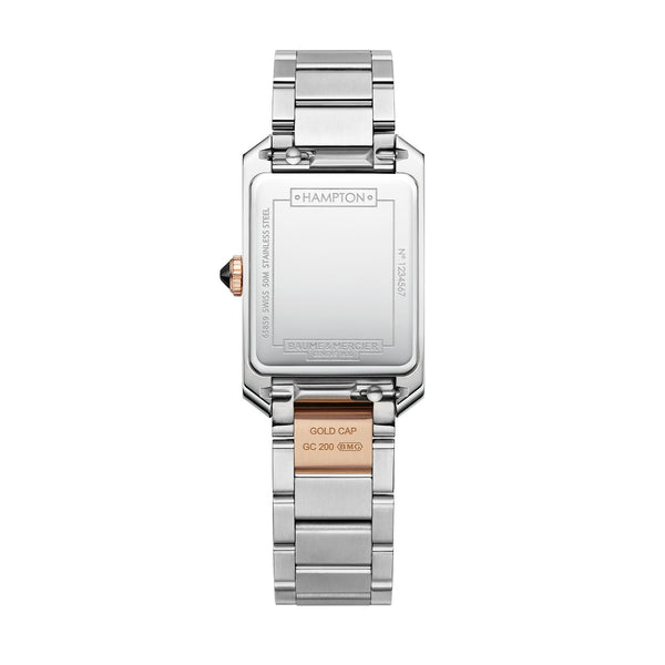 Baume & Mercier Hampton 10751 Quartz, Steel & Steel Pink Gold Capped Women's Watch 35 x 22mm