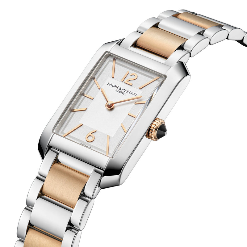 Baume & Mercier Hampton 10751 Quartz, Steel & Steel Pink Gold Capped Women's Watch 35 x 22mm