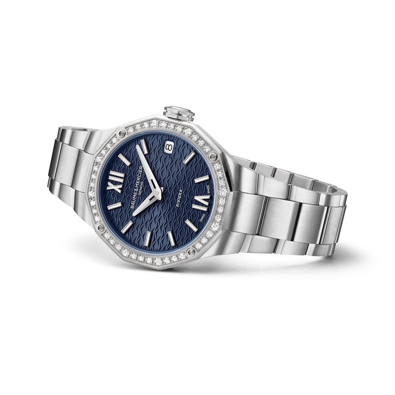 Baume & Mercier Riviera 10765 Quartz, Date Display, Diamond-Set Women's Watch 33mm
