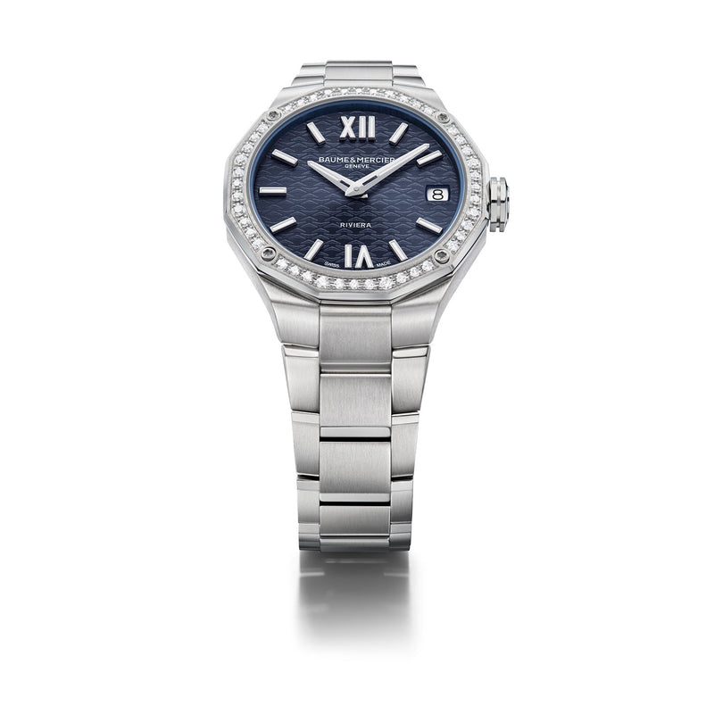 Baume & Mercier Riviera 10765 Quartz, Date Display, Diamond-Set Women's Watch 33mm