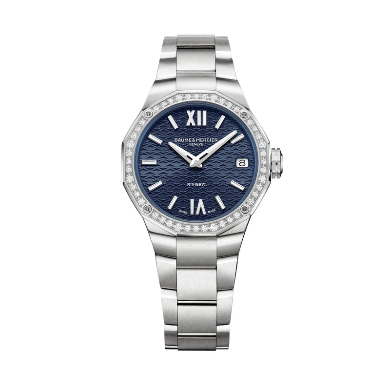 Baume & Mercier Riviera 10765 Quartz, Date Display, Diamond-Set Women's Watch 33mm