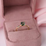 Madagascar parti sapphire ring with geometric step-cut facets in yellow gold band available at York Jewellers Penrith (Sydney).