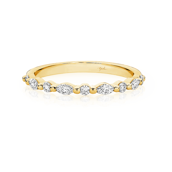 Marquise & Round Brilliant Cut Diamond Wedding Ring