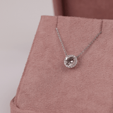 18ct White Gold Morganite and Diamond Pendant