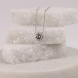 18ct White Gold Morganite and Diamond Pendant
