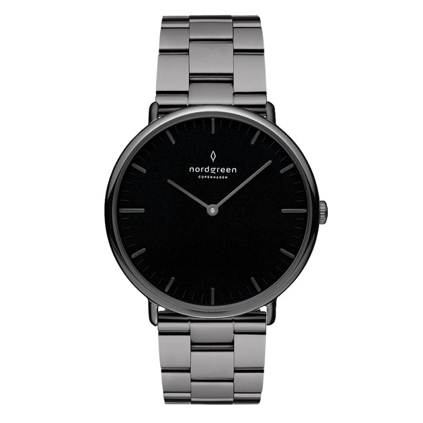 Nordgreen Native Black 40mm Dial watch with Gunmetal 3-link Strap