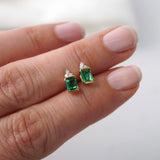 Emerald & Diamond Stud Earrings